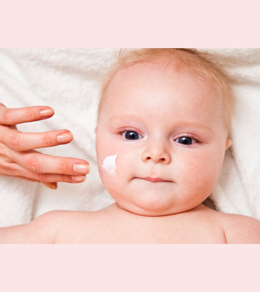 Photo of baby being moisturised by Starting Solids Australia