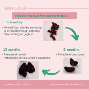 Hot to serve cherries by age by Starting Solids Australia